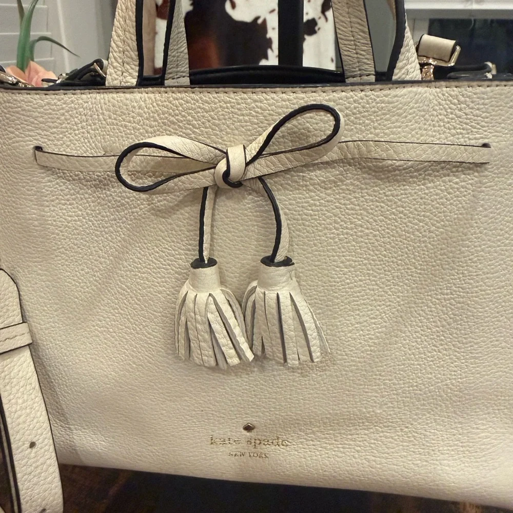 Kate Spade Cream Satchel with Tassels